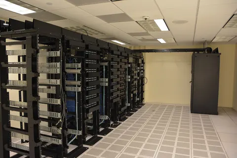 Server room with open racks