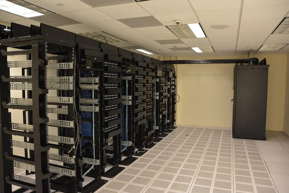 Server room with open racks
