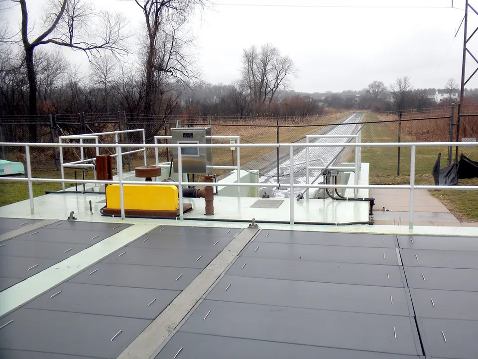 FRP covers on wastewater treatment tanks