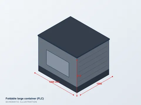 Illustration of a foldable large container with drop door